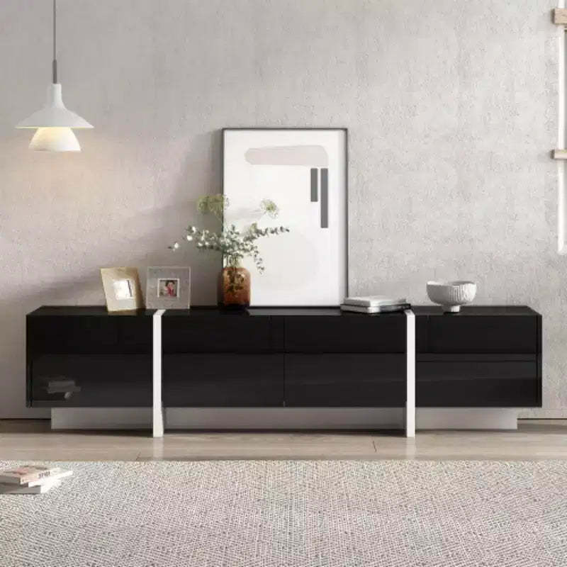 Stylish Living Room TV Stand: 80, White/Black, UV Protected