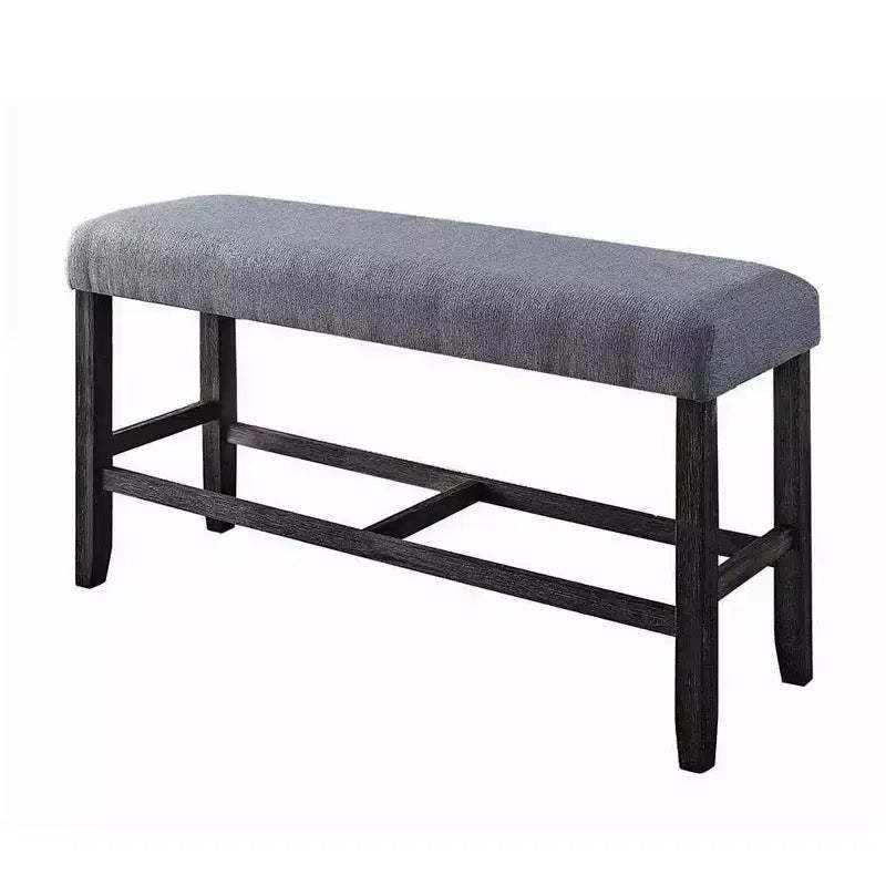Simple Relax Fabric Counter Height Bench in Grey and Weathered Espresso