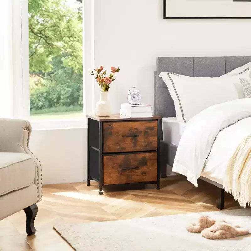 Metal Frame Dresser with Wood Top: 7 Drawers
