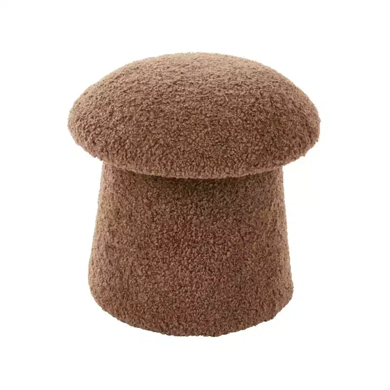 Saro Lifestyle Mushroom Storage Ottoman  Faux Shearling Footrest with Hidden Storage, Decorative Accent Stool for Living Room or Bedroom