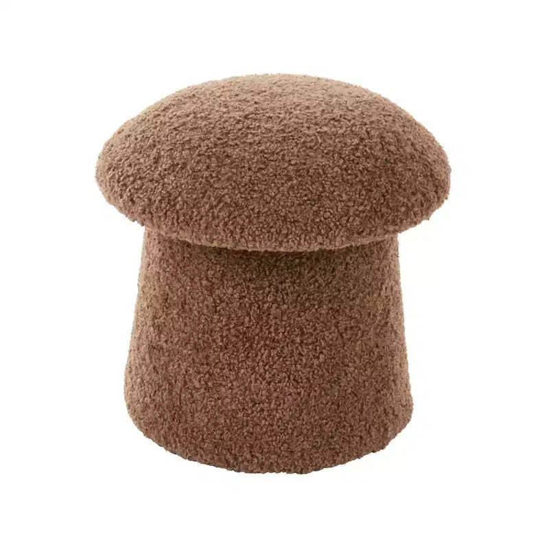 Saro Lifestyle Mushroom Storage Ottoman  Faux Shearling Footrest with Hidden Storage, Decorative Accent Stool for Living Room or Bedroom