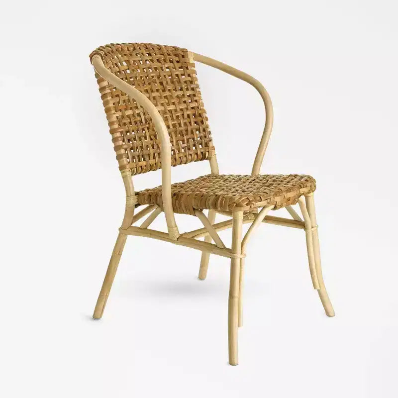 texxture 2 Pack Lilas Woven Rattan Bistro Chairs, Indoor Outdoor Dining or Kitchen Accents for Porch Table, Rattan Pole Frame, Home Furniture, Natural