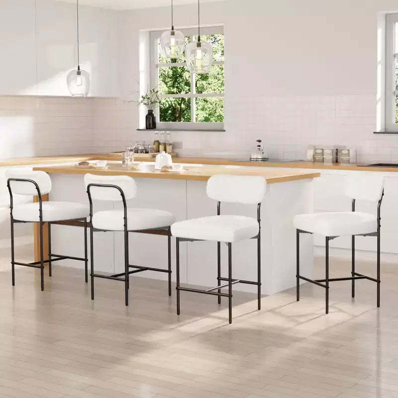 WARMOUNTS Set of 4 Upholstered Modern Counter Height Barstool