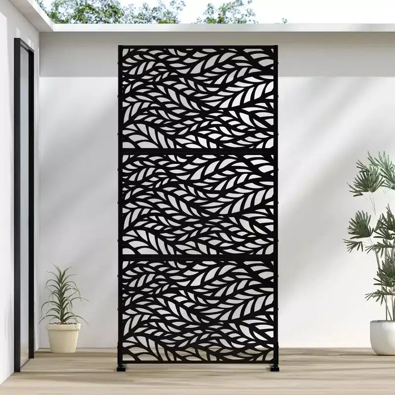 StreamLeaf Black Zinc-Coated Steel Room Divider | 183H x 90W x 40D cm