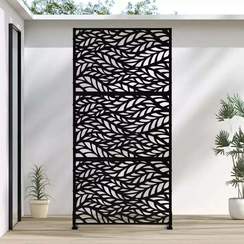 StreamLeaf Black Zinc-Coated Steel Room Divider | 183H x 90W x 40D cm