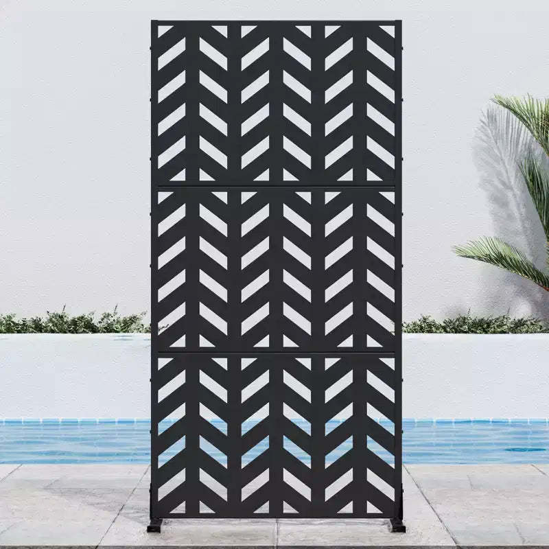 Compact Fishbone Black Galvanized Steel Panel | 183H x 90W x 40D cm