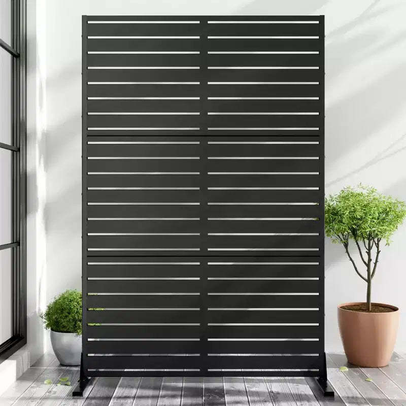 8-Fold Louver Black Galvanized Aesthetic Room Divider | 183H x 120W x 40D cm