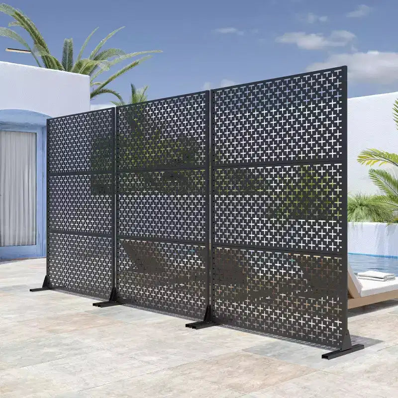Crosshatch Pattern Black Galvanized Steel Divider | 183H x 120W x 4D cm