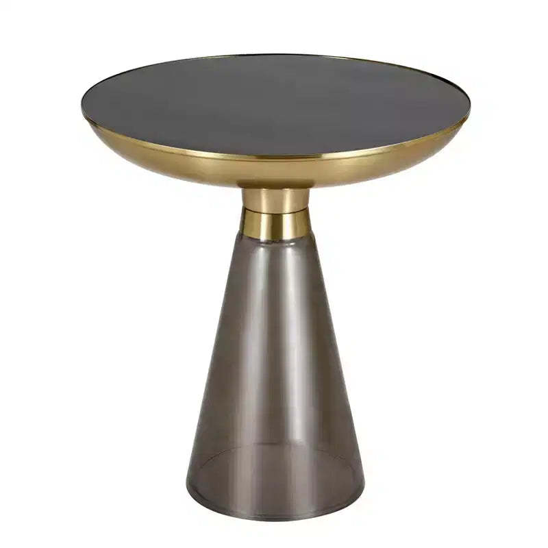 LeisureMod Hyalus Glass Side Table with Iron Frame  Modern Accent Table for Living Room, Bedroom, Office, Lounge, Indoor, Contemporary Decor