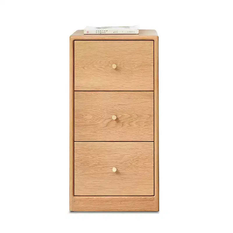 Modern Dresser For Bedroom, 3 Chest Of Drawer Nightstand, Large Capacity Oak Wood Cabinet, Slim Kids Dresser For Home Closets Living Room Bedroom