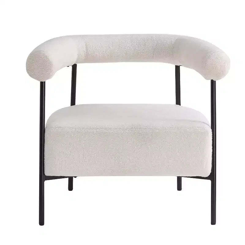 Christopher Knight Home Oliver Modern Boucle Upholstered Curved Accent Chair with Metal Frame, White