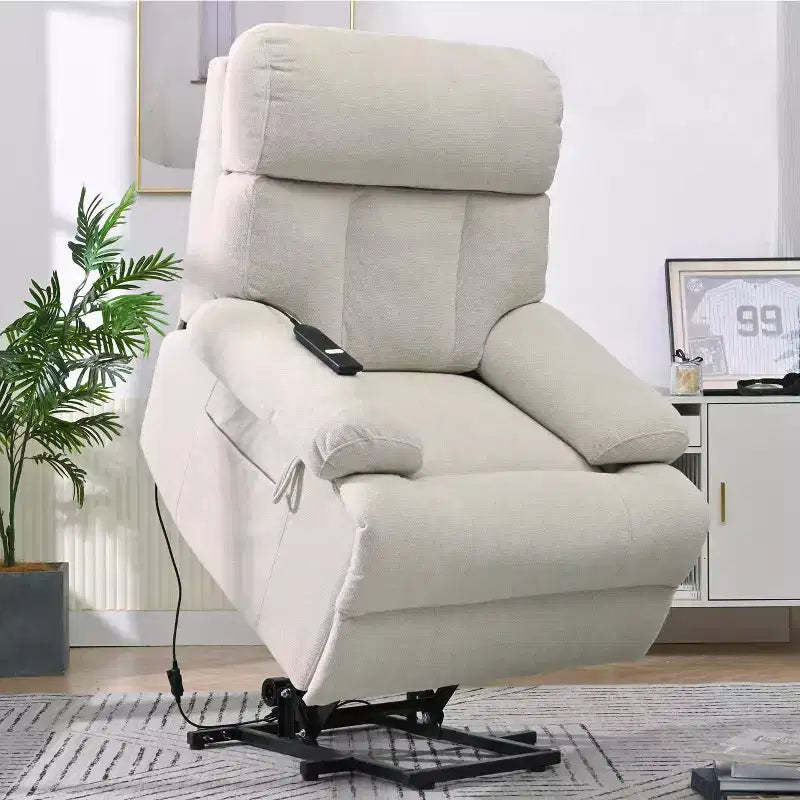 Oversized Power Lift Recliner Chair, Adjustable Reclining Sofa Chair for Elderly, Recliner with Remote Control and Side Pocket - ModernLuxe