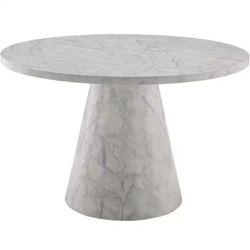 GDFStudio Yvonne Marble-Grain 47 Pedestal Round Dining Table