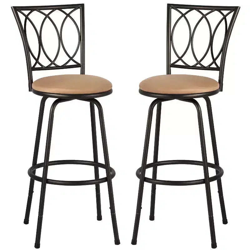 VECELO Bar Stools Adjustable Height Set of 2, 24/29 Swivel Counter Stools with Upholstered Seat, Steel Bistro Pub Chairs