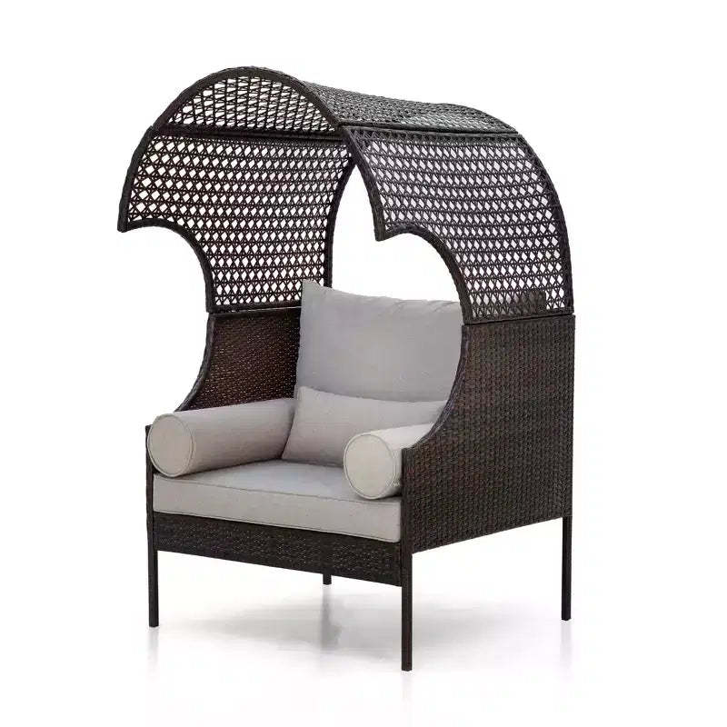 Captiva Designs Outdoor Oversized Brown Lounge Wicker Rattan Egg Chair with Cushion for Patio, Porch, Garden, Balcony, Indoo