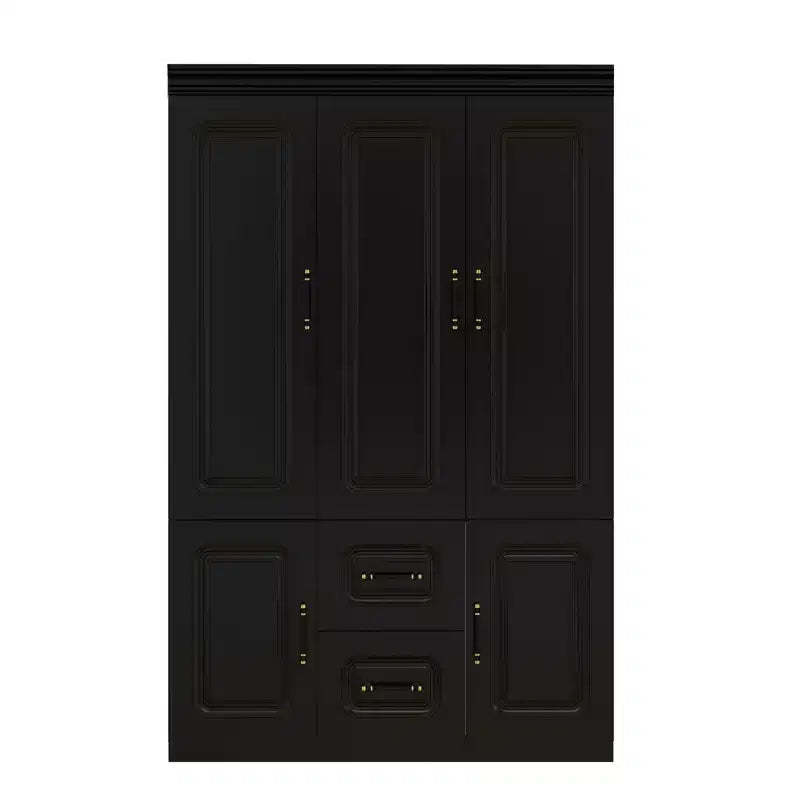Keloyid Black Wood 47.24 in. Armoire with 2 Drawers and 5 Doors