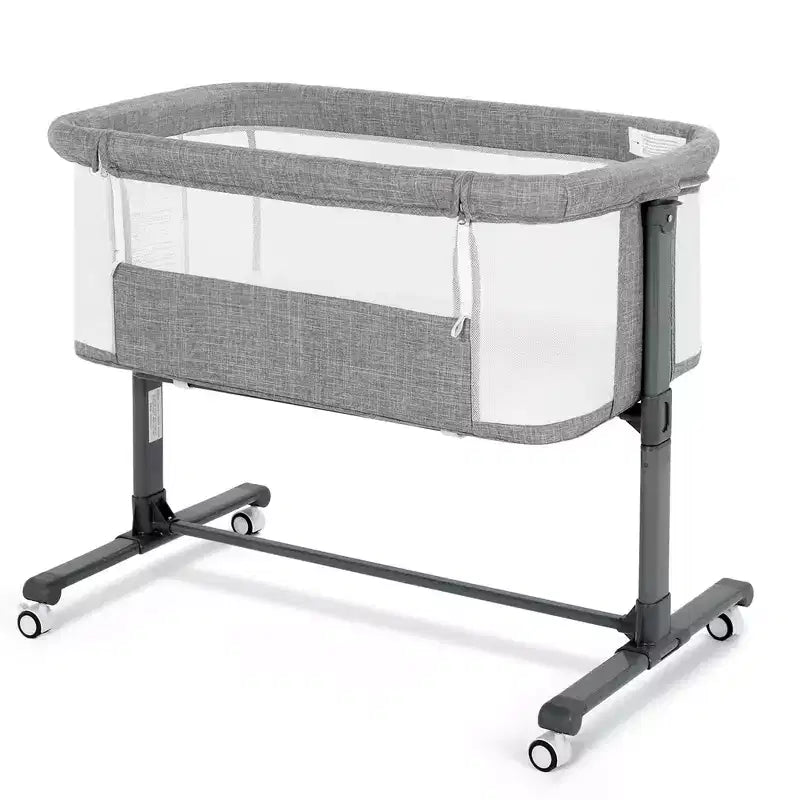 Kinder King Portable Baby Bassinet with Wheels, All-Mesh Bedside Sleeper, Newborn Crib with Removable Soft Mattress