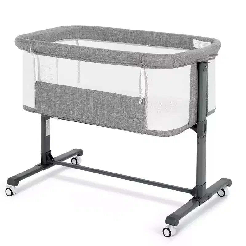 Kinder King Portable Baby Bassinet with Wheels, All-Mesh Bedside Sleeper, Newborn Crib with Removable Soft Mattress