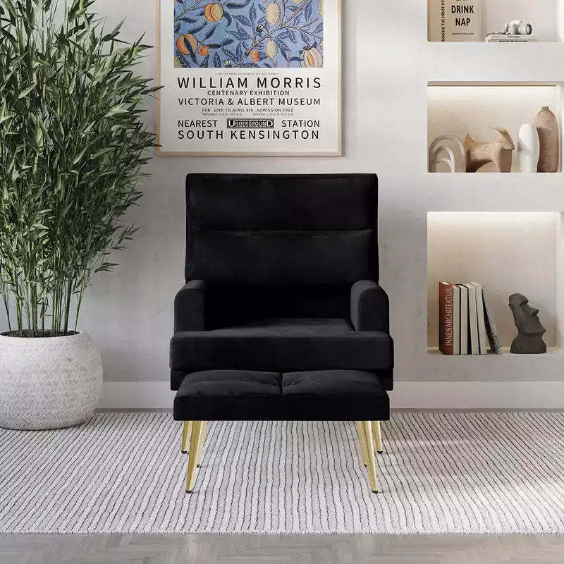 ChaletPosh Accent Chair with Ottoman in Velvet