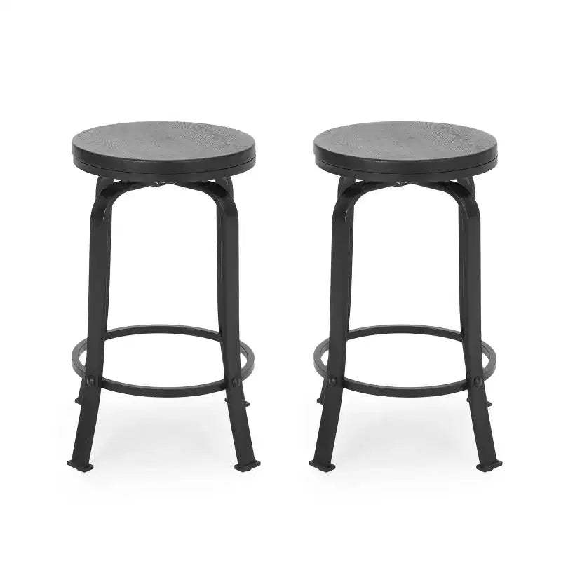 GDFStudio Comet Modern Industrial Iron 24.25 Inch Backless Swivel Counter Stools (Set of 2)