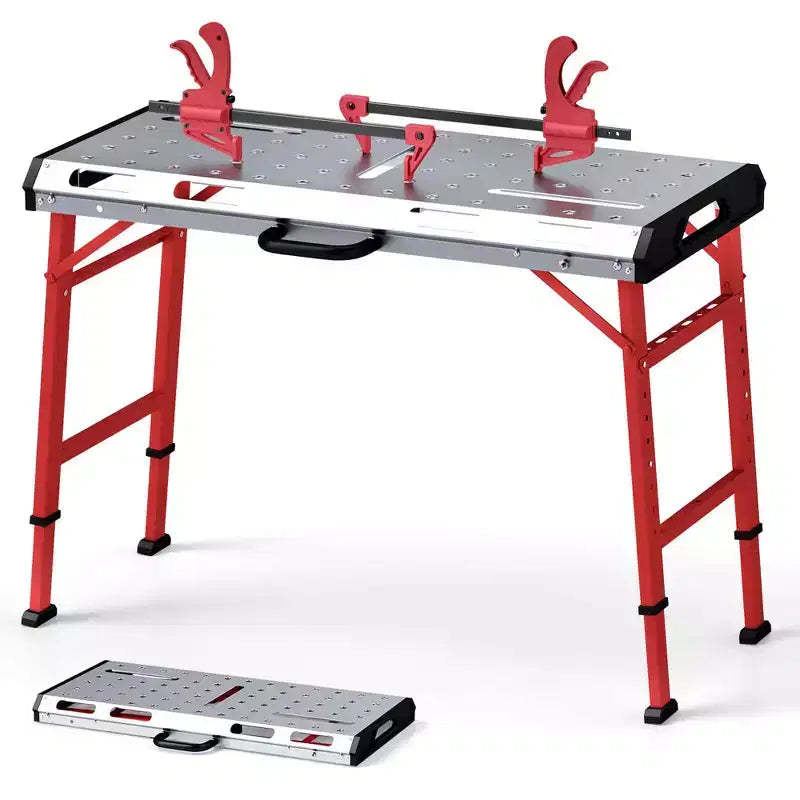 Costway Welding Table 42 x 21 with Adjustable Height 2 Bar Clamps and Carrying Handle