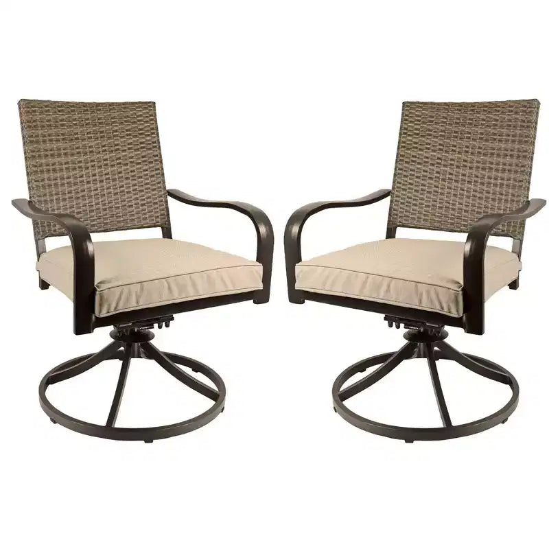 Garden Elements Bellevue Aluminum Woven Back Swivel Rocker, Brown (Pack of 2)