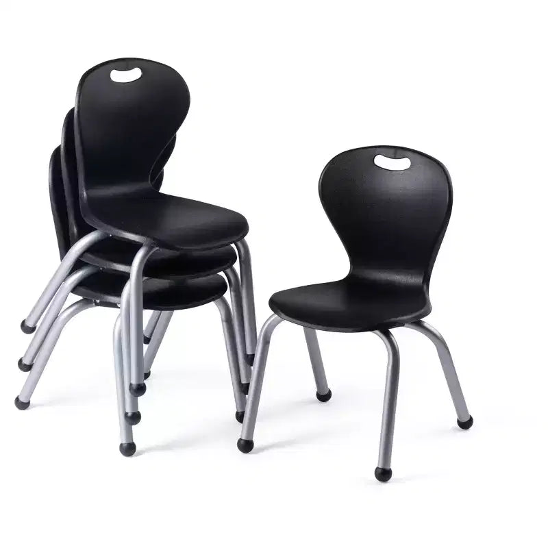 School Student Stack Chair - Ergonomic Molded Seat Shell with Robust Riveted Frame - for Classrooms in Home Learning of Office - Pack of 4 Chairs