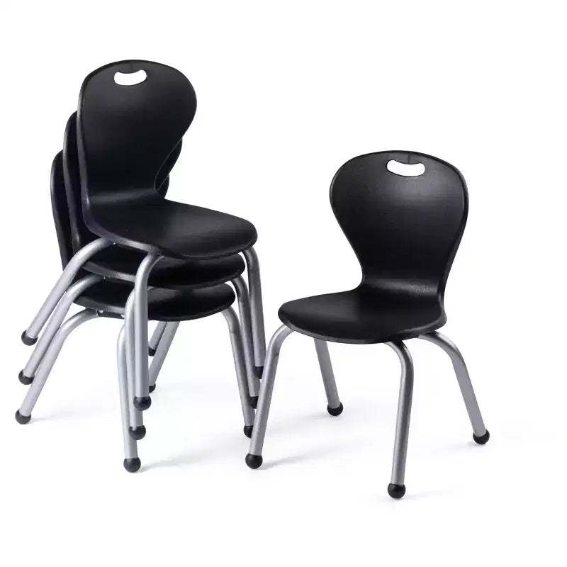 School Student Stack Chair - Ergonomic Molded Seat Shell with Robust Riveted Frame - for Classrooms in Home Learning of Office - Pack of 4 Chairs