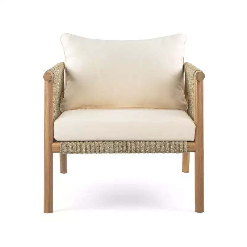 Christopher Knight Home Patsy Outdoor Rope Weave Acacia Wood Club Chair with Cushions, Teak