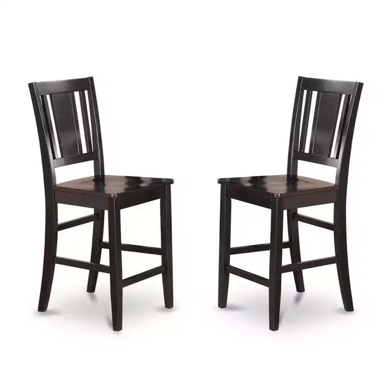 HomeStock Buckland Wood Seat Counter Height Stools Mahogany Finish Set of 2