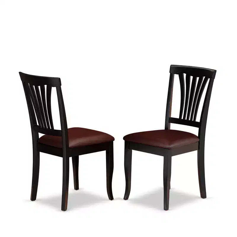 HomeStock Kitchen Dining Chairs Set Solid Wood Slat Back Buttermilk Cherry Finish