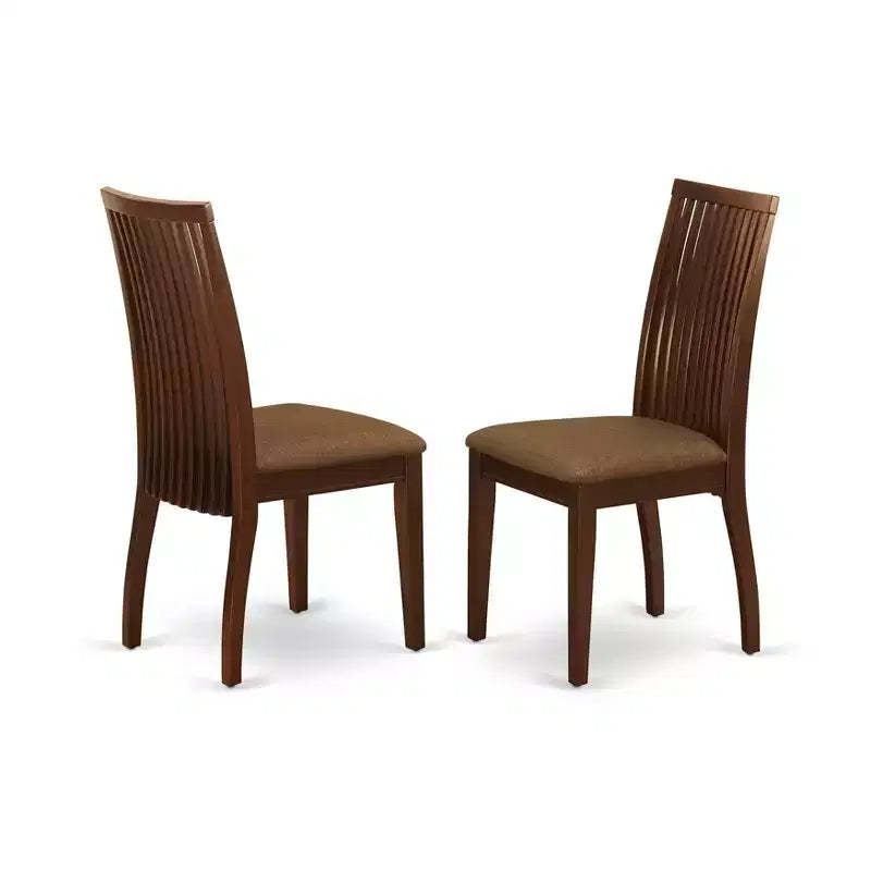 HomeStock Ipswich Dining Room Chairs Linen Fabric Solid Wood Chairs Set of 2 Mahogany