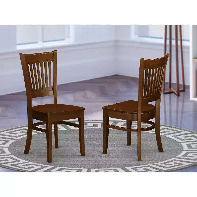 HomeStock Wooden Dining Chair 2-Piece Set- Wooden Seat and Slatted Back