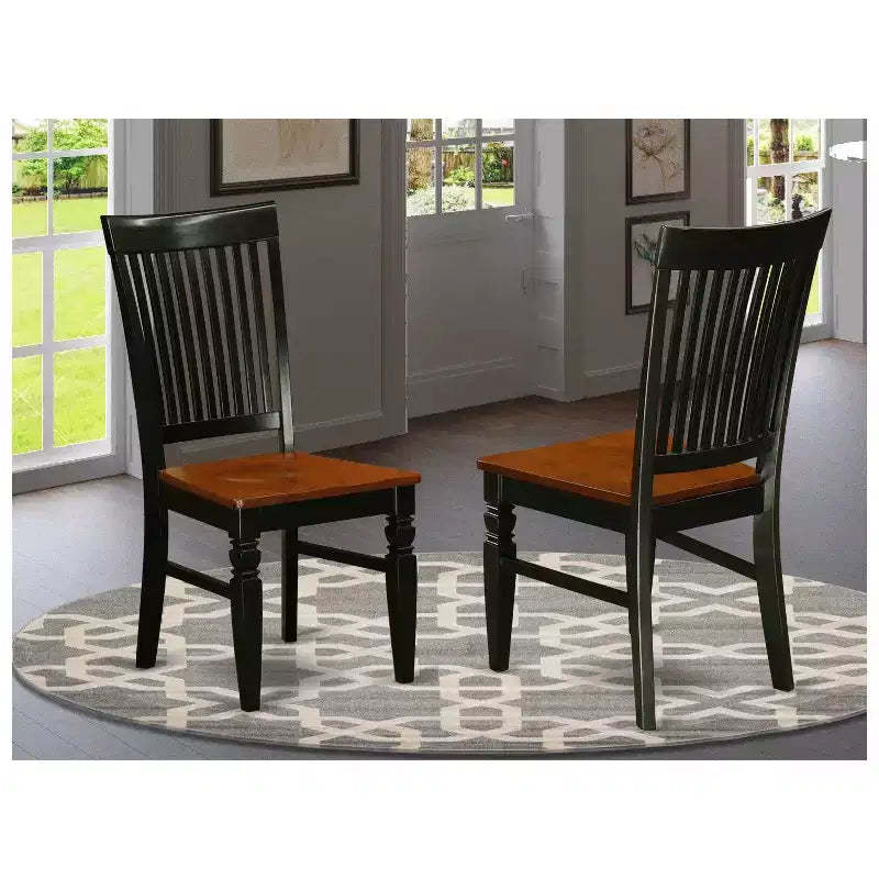 HomeStock Renaissance Rhapsody Dining Wood Seat Chair with Slatted Back