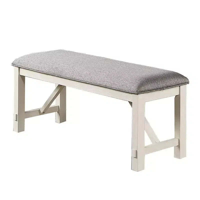 Simple Relax Upholstered Cushion Dining Bench in Grey and White