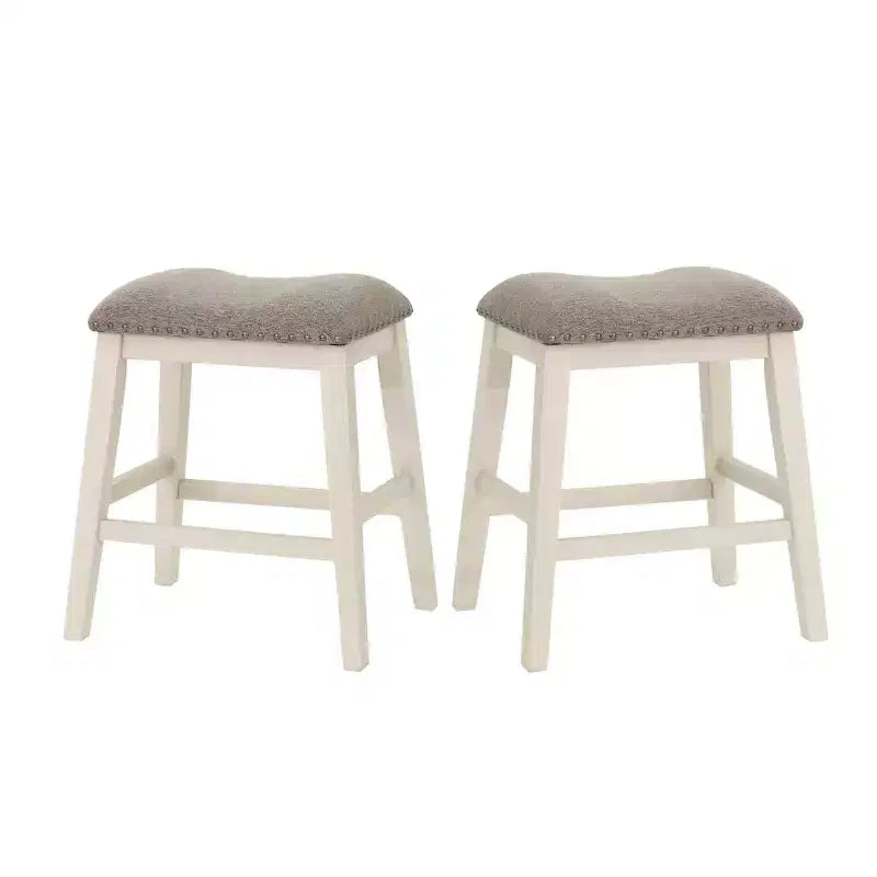 Simple Relax Set of 2 Upholstered Counter Stools in Dark Grey and White