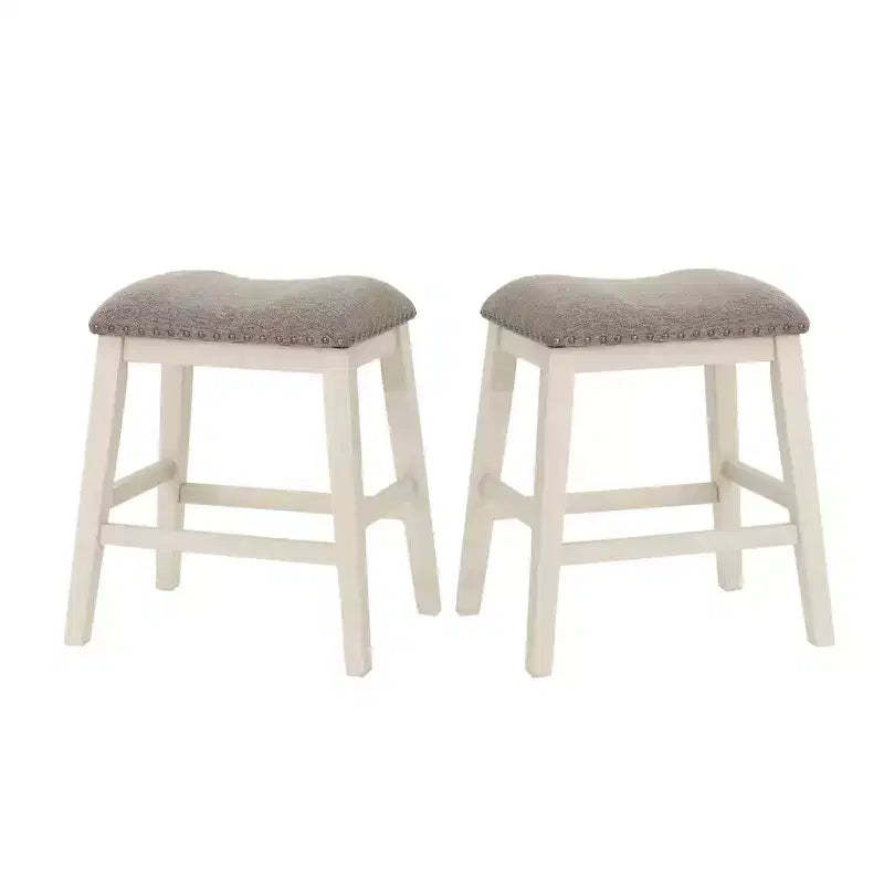 Simple Relax Set of 2 Upholstered Counter Stools in Dark Grey and White
