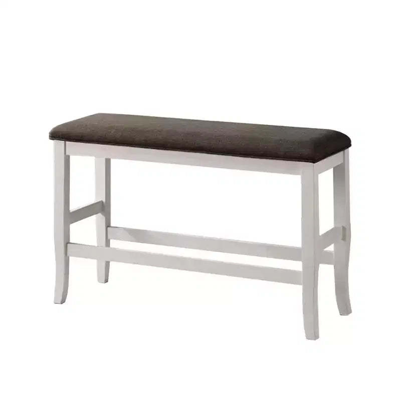 Simple Relax Upholstered Counter Height Bench in Off-White and Dark Gray