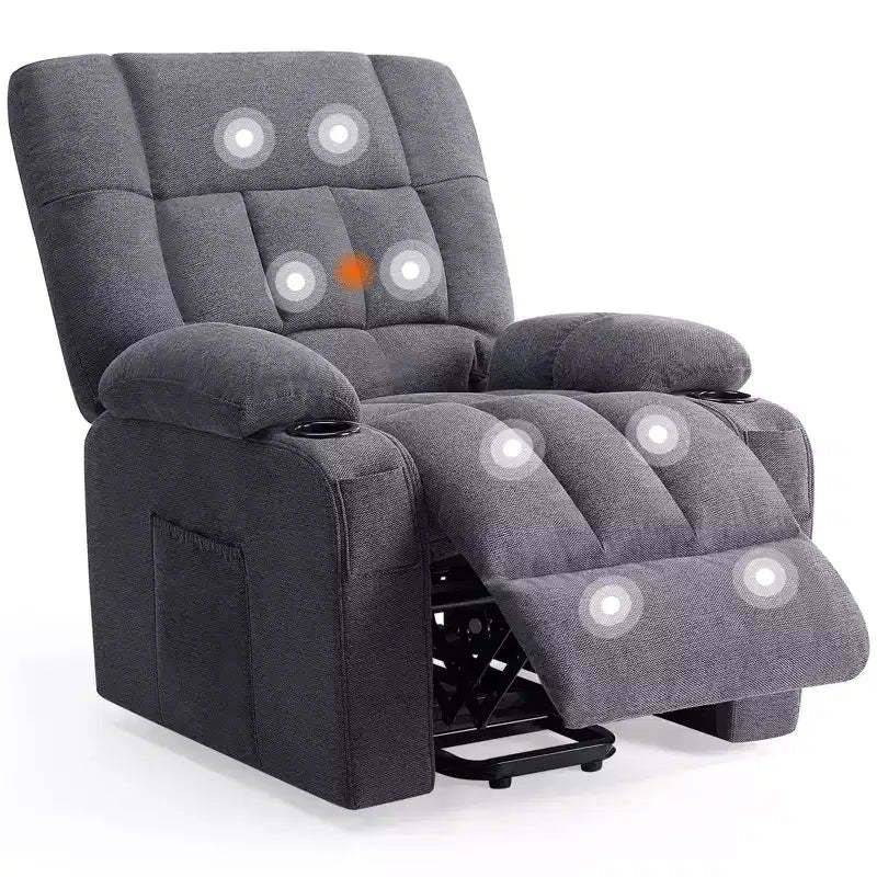 Rotating Lounge Chair, High Cushioned Living Room Chair with Oversized Foot Pedals