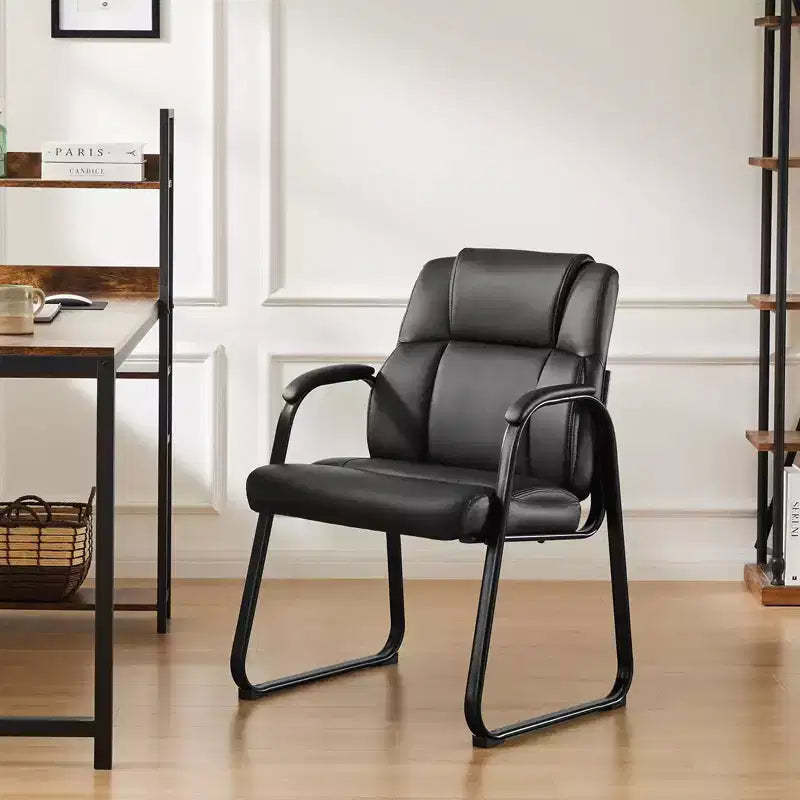 Big and Tall Single PU Leather Waiting Room Chair with Padded Arms, Perfect for Elderly Use in Office, Reception, and Conference Areas