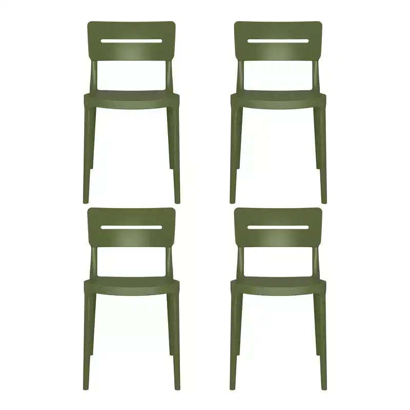 WestinTrends Playa Outdoor Modern Stackable Plastic Patio Dining Chairs (Set of 4), Olive Green