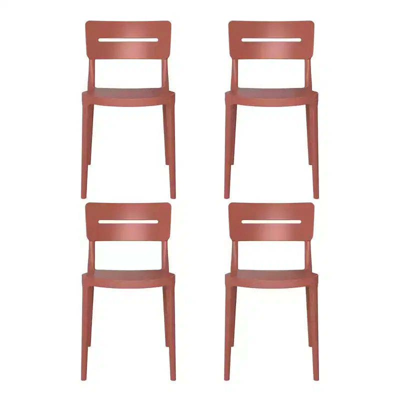 WestinTrends Playa Outdoor Modern Stackable Plastic Patio Dining Chairs (Set of 4), Red