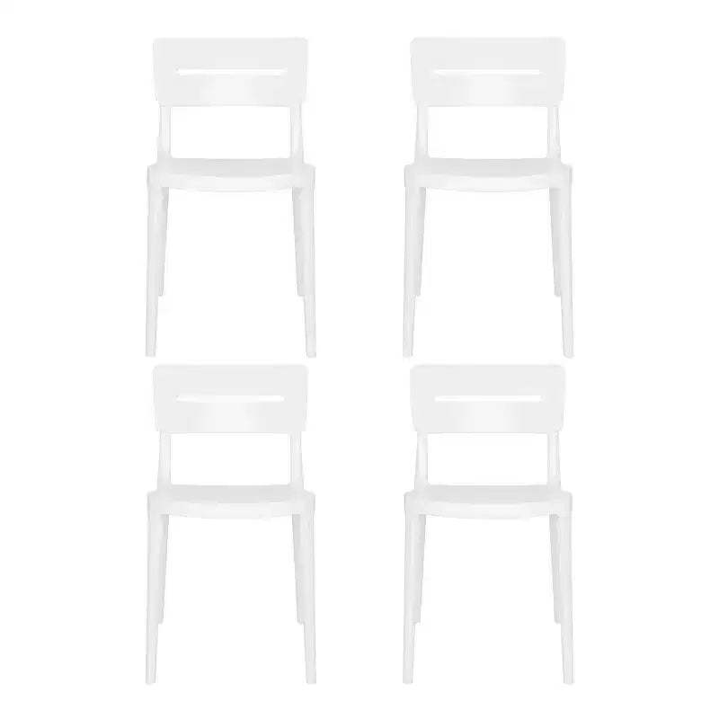 WestinTrends Playa Outdoor Modern Stackable Plastic Patio Dining Chairs (Set of 4), White