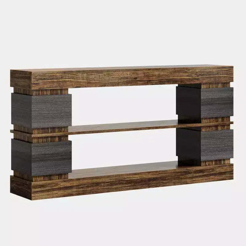 Lantine 63 3-Tier Long Console Table with Storage for Entrance, Brown