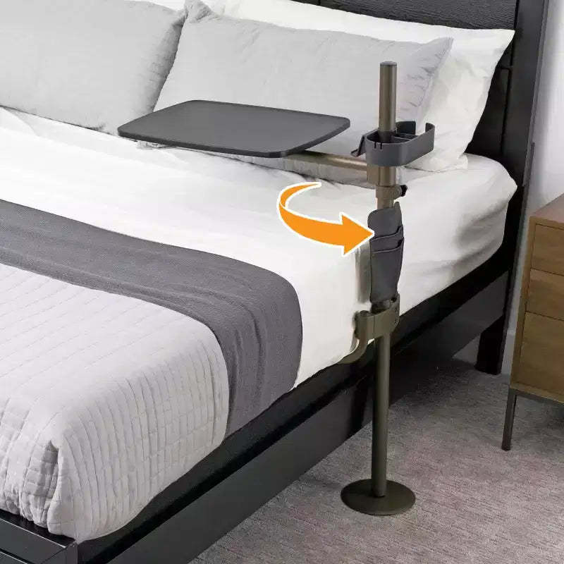 Signature Life Freedom Overbed Table, Large Bedside Swivel Tray & Laptop Desk, Black