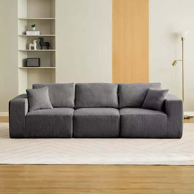 108 Sectional Couch Cloud Modular Modern Linear Sofa with Chaise Lounge, Corduroy Fabric, No Assembly Required, Convertible Compression Sleeper Sofa