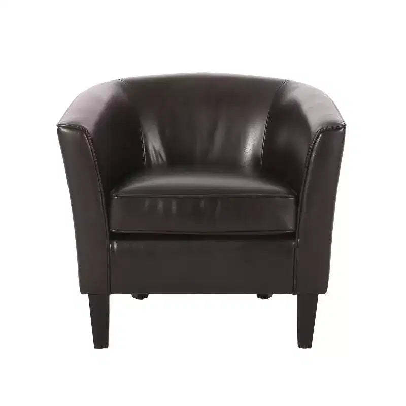 GDFStudio Arias Contemporary Faux Leather Tub Club Chair, Dark Brown