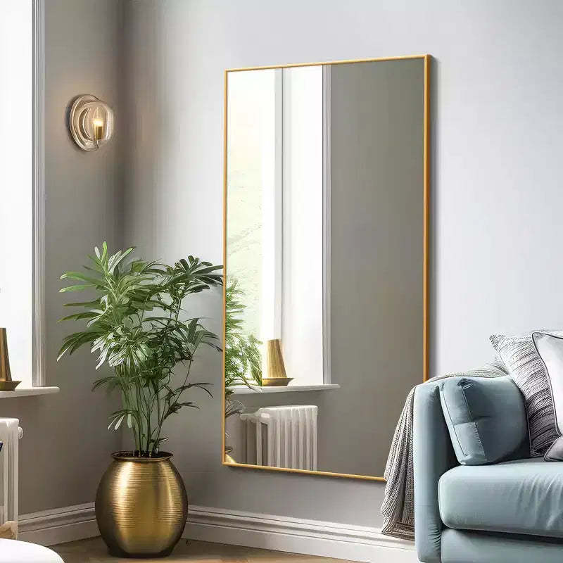 Gold Aluminum Alloy Ultra-Thin Frame Mirror 150x90x2cm