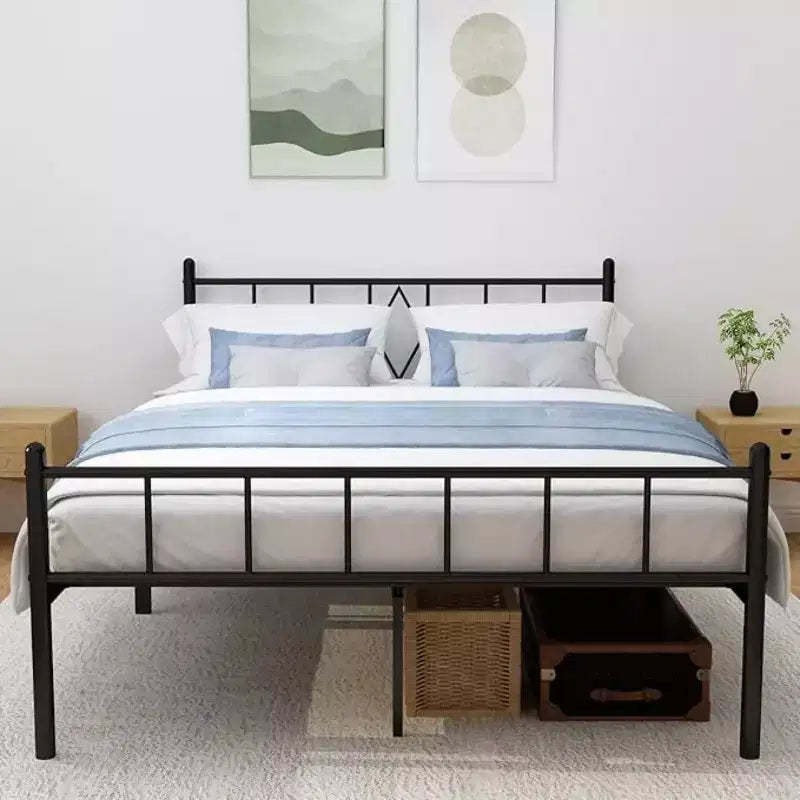 Full Size 35.56 cm High Classic Metal Platform Bed Frame Base with Wrought Iron Headboard/Footboard/Underbed Storage