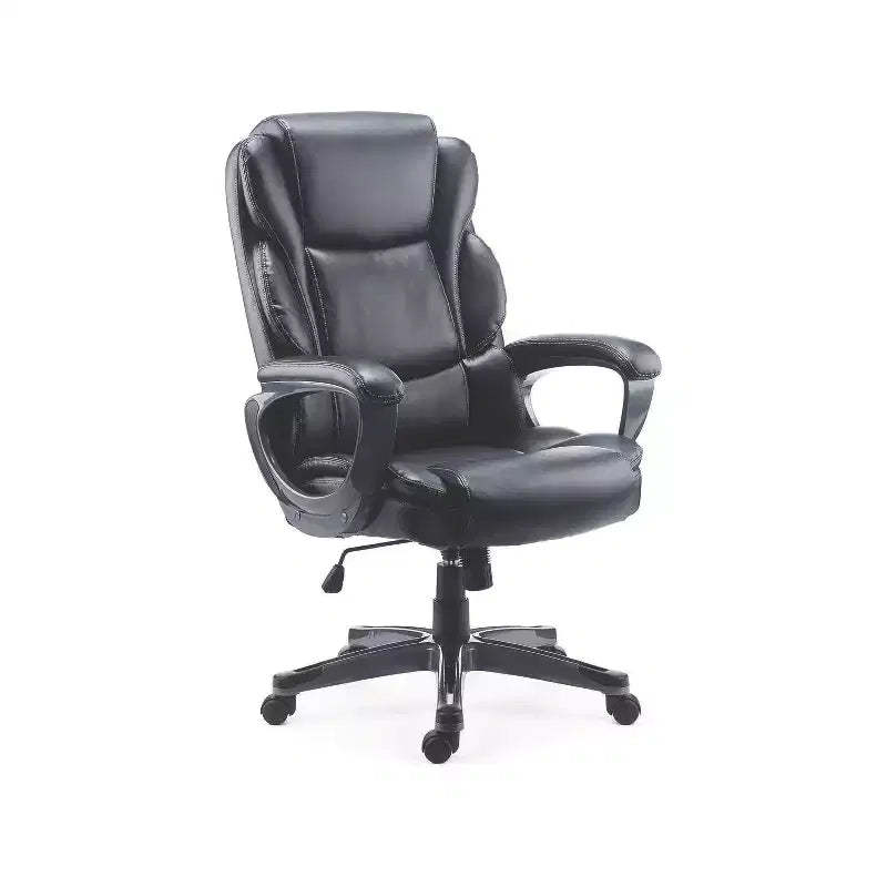 Alera Kirkdale Bonded Leather Manager Chair - Black